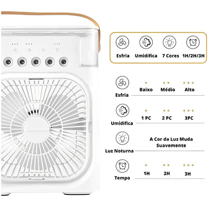 Portable Air Cooler Fan Humidifier With Led Water Reservoir Led Type C USB - Neverdie Store