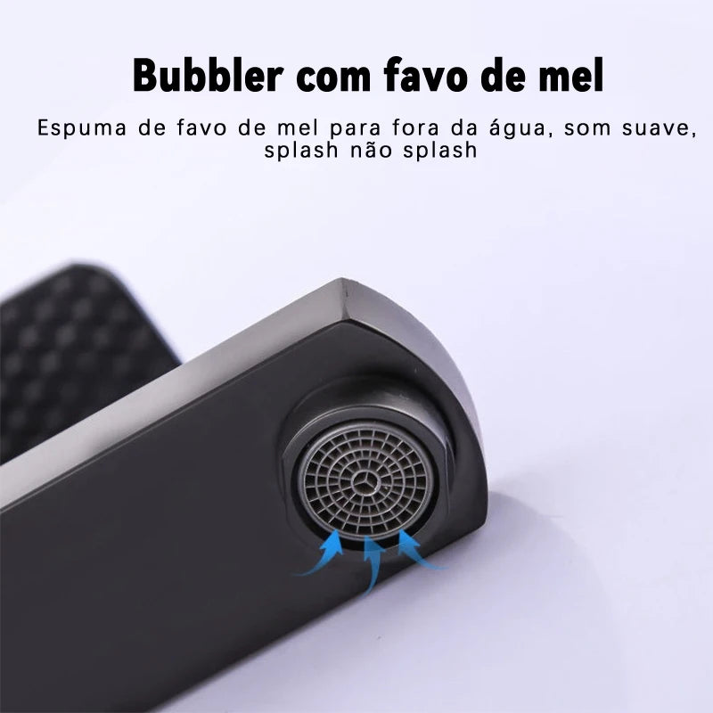 Kitchen Faucet Black Silver Luxury Modern Metal Matte Square Basin Tap