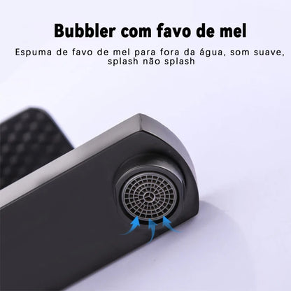 Kitchen Faucet Black Silver Luxury Modern Metal Matte Square Basin Tap
