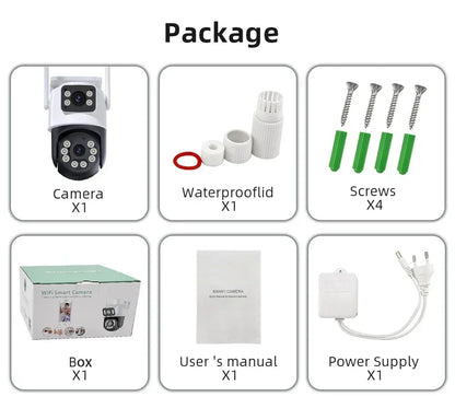 8MP Outdoor Wifi PTZ Camera Dual Lens Dual Screen AI Auto Tracking IP Video Surveillance Camera CCTV Two Way Audio