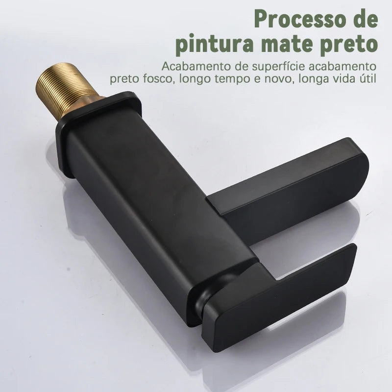 Kitchen Faucet Black Silver Luxury Modern Metal Matte Square Basin Tap