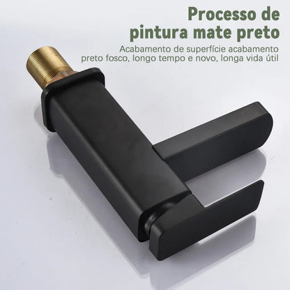 Kitchen Faucet Black Silver Luxury Modern Metal Matte Square Basin Tap